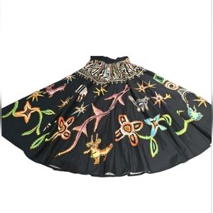 Me Jane Circle Skirt Womens Size Medium Sequined Native American Folk Art . New